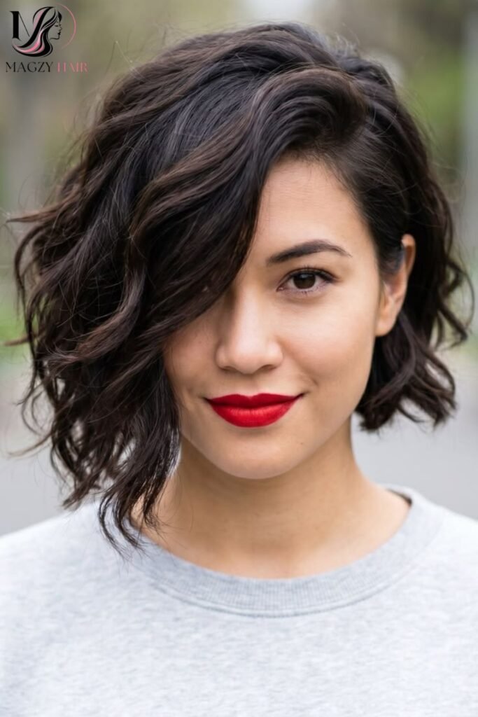 Asymmetrical Wavy Bob: A Modern, Edgier Take