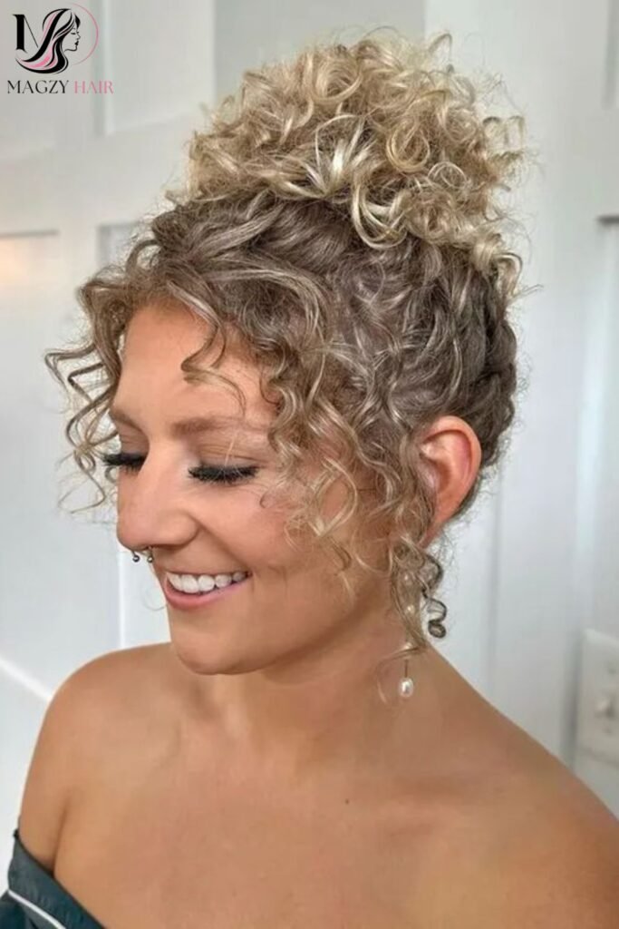 Pineapple Updo for Shoulder Length Curls