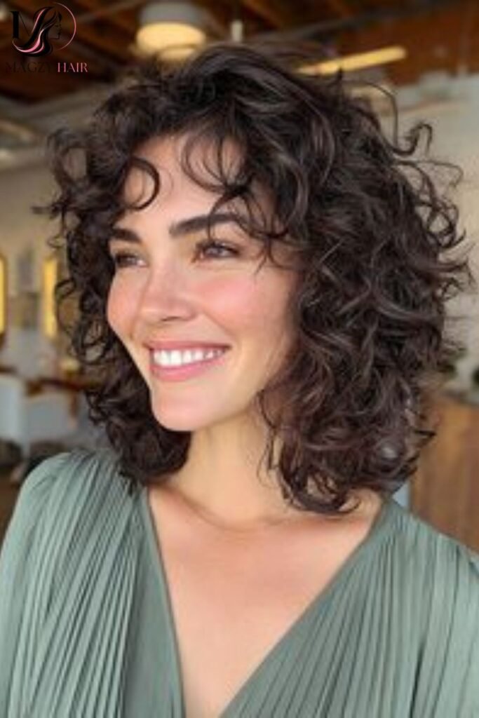 Micro Layered Curly Shoulder Cut