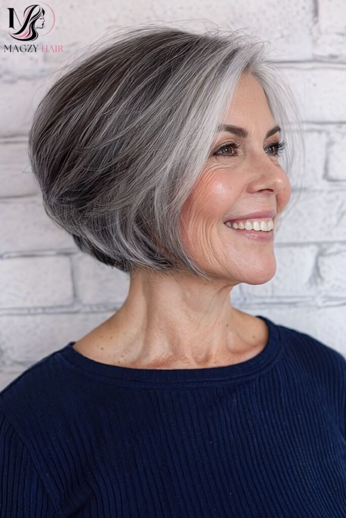 Gray Hairstyles for Older Women: Classic Gray Bob