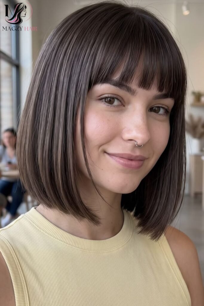 Blunt Bangs With a Classic Bob: The Timeless Pairing