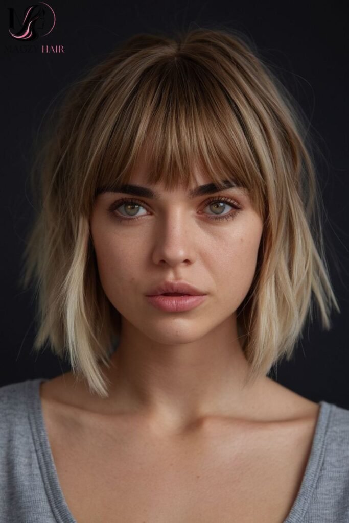 Short Bob Haircuts With Bangs for Round Faces