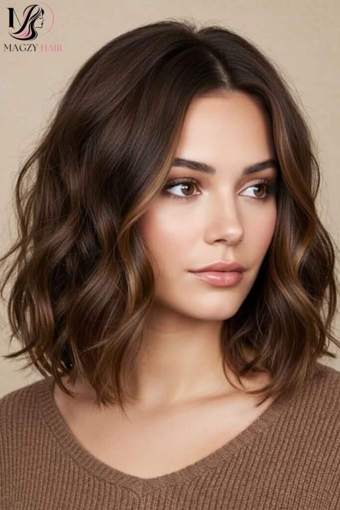 Wavy Medium Bob: Effortless Texture at This Length