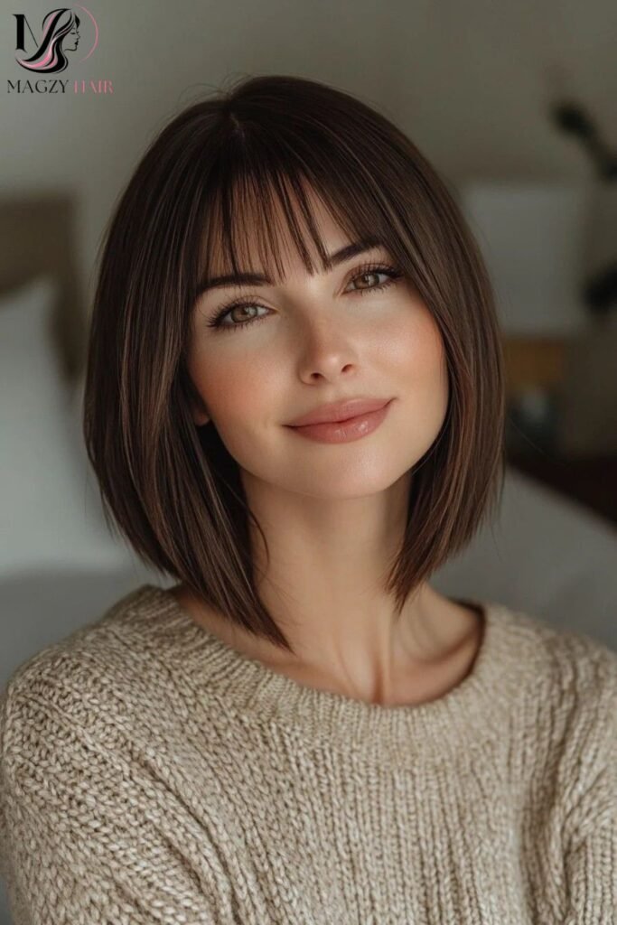 Medium Bob Haircuts With Bangs