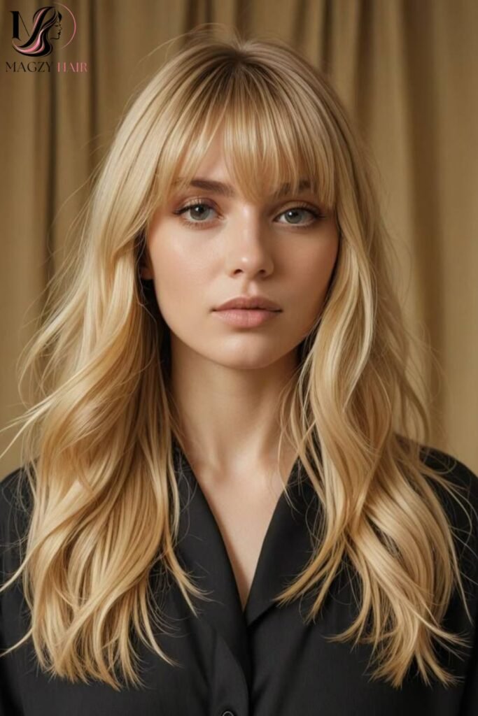 Long Blonde Hairstyles With Bangs