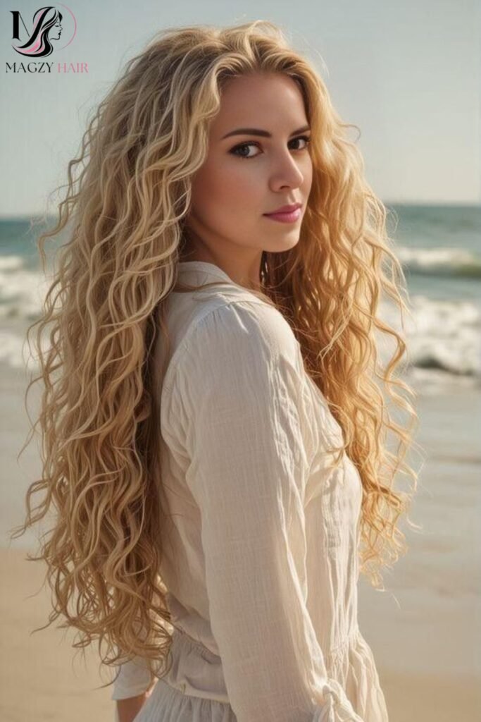 Long Blonde Hairstyles for Wavy or Curly Hair