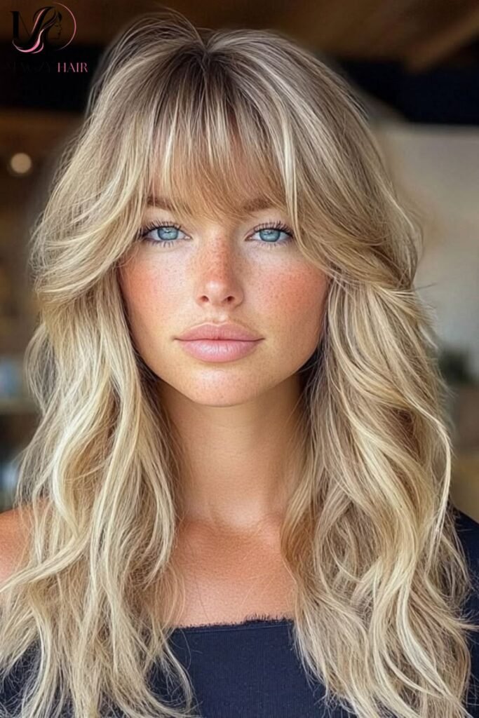 Long Shag Hairstyles With Curtain Bangs