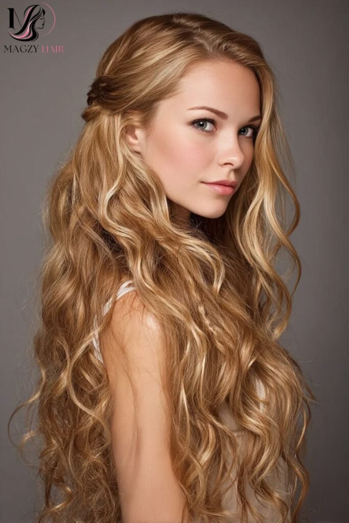 Half Up Wavy Style For Long Hair