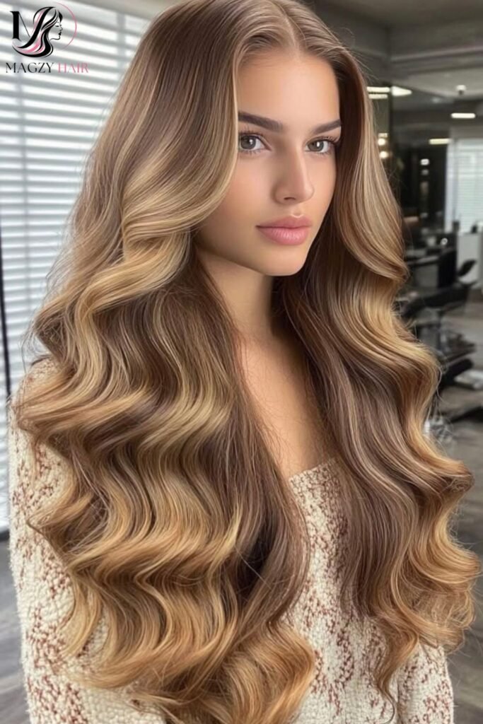 Voluminous Wavy Blowout For Long Hair