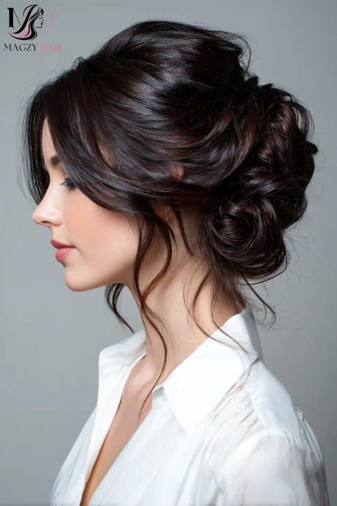 Low Wavy Bun or Chignon For Long Hairs