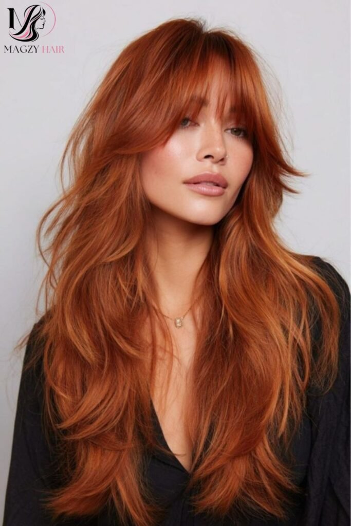 Long Hair With Curtain Bangs