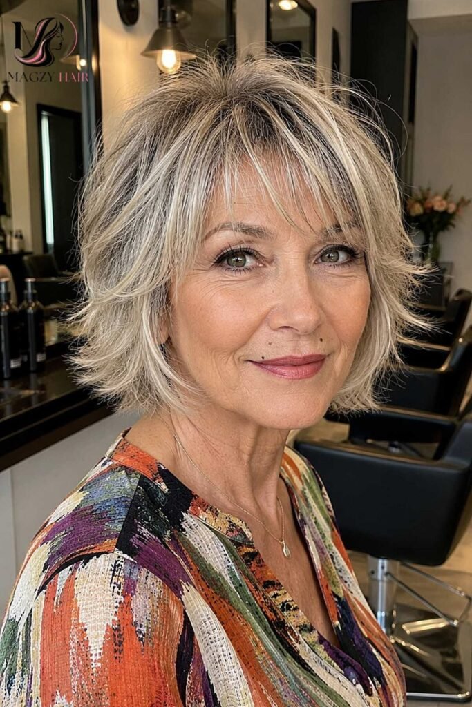Textured or Choppy Bob For Older Women