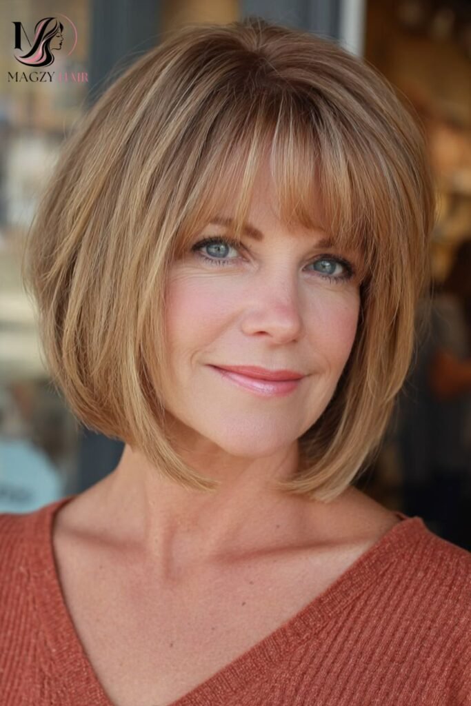 Bob With Soft Bangs For Older Women