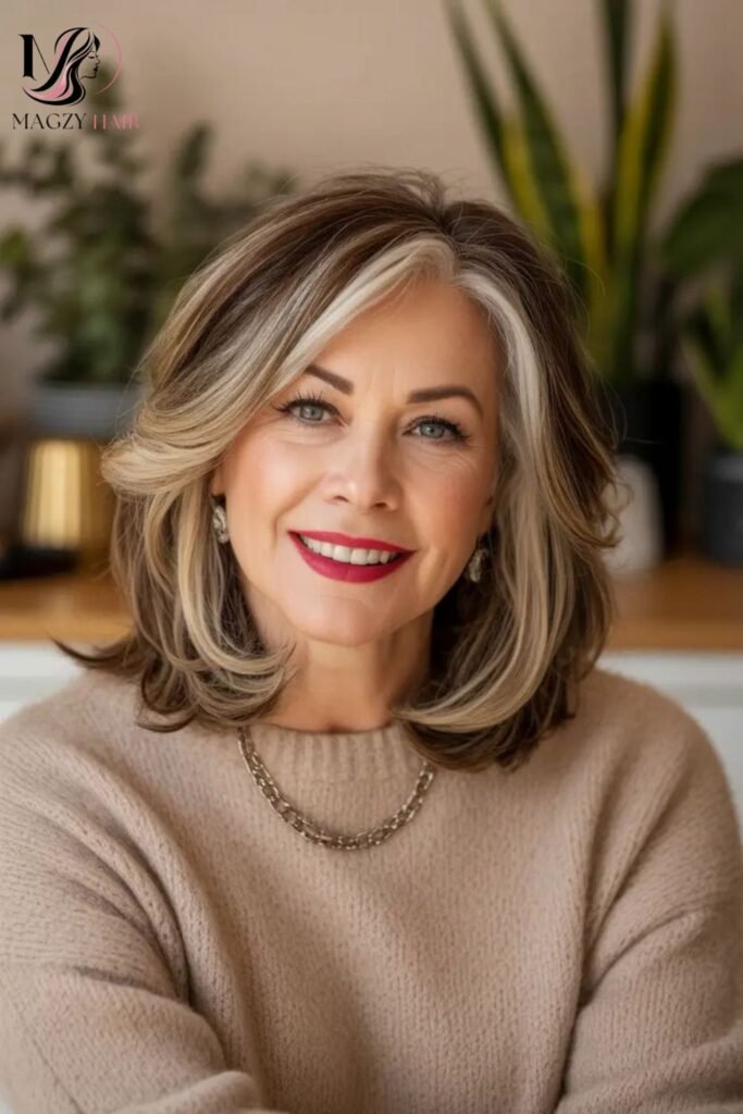 Bob With Highlights or Balayage For Older Women