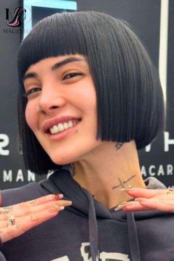 Short Bob Haircuts With Blunt Bangs