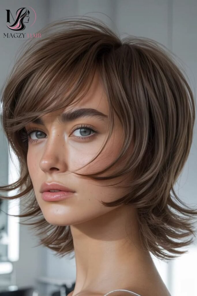 Short Shag Haircuts With Curtain Bangs