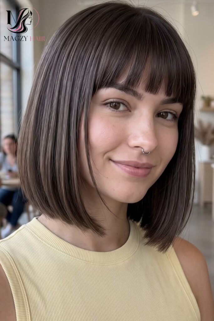 Blunt Bob With Full, Straight Bangs