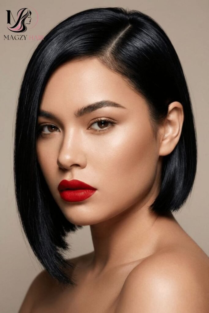 Blunt Bob With a Deep Side Part