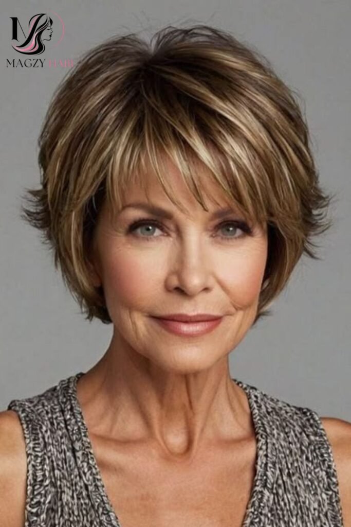 Classic Layered Pixie for Older Women