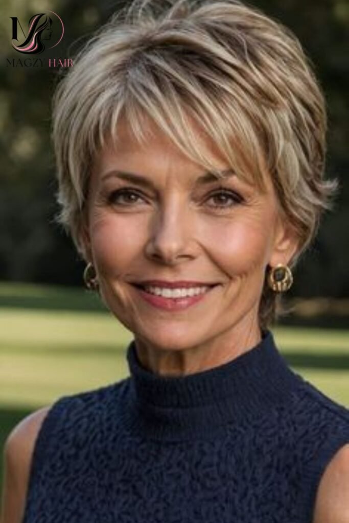 Layered Cut With Highlights or Lowlights for Older Women