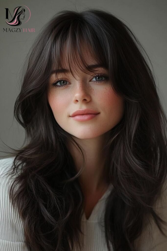 Long Layers with Curtain Bangs