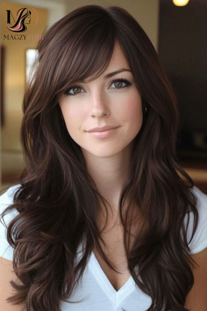 Long Layers with Side Swept Bangs