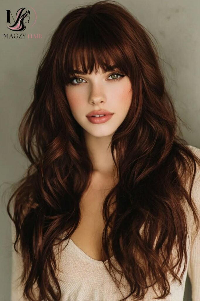 Long Layers with Bangs for Thick Hair