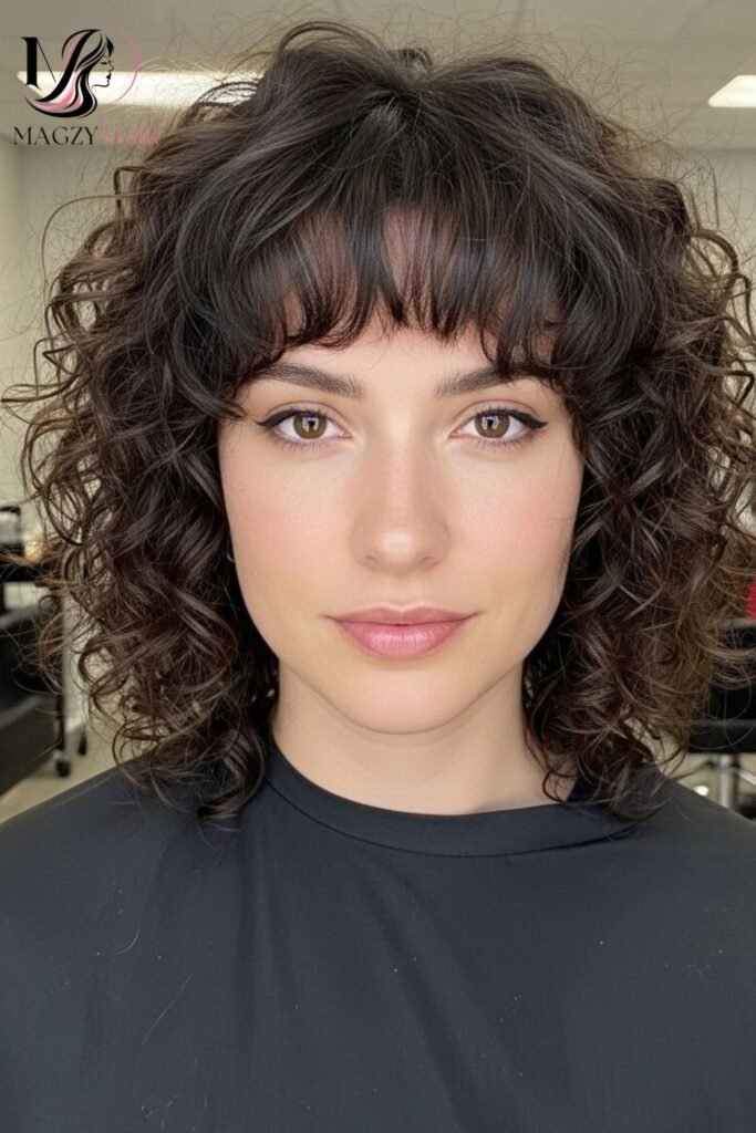Bob Haircuts With Bangs for Thick or Curly Hair