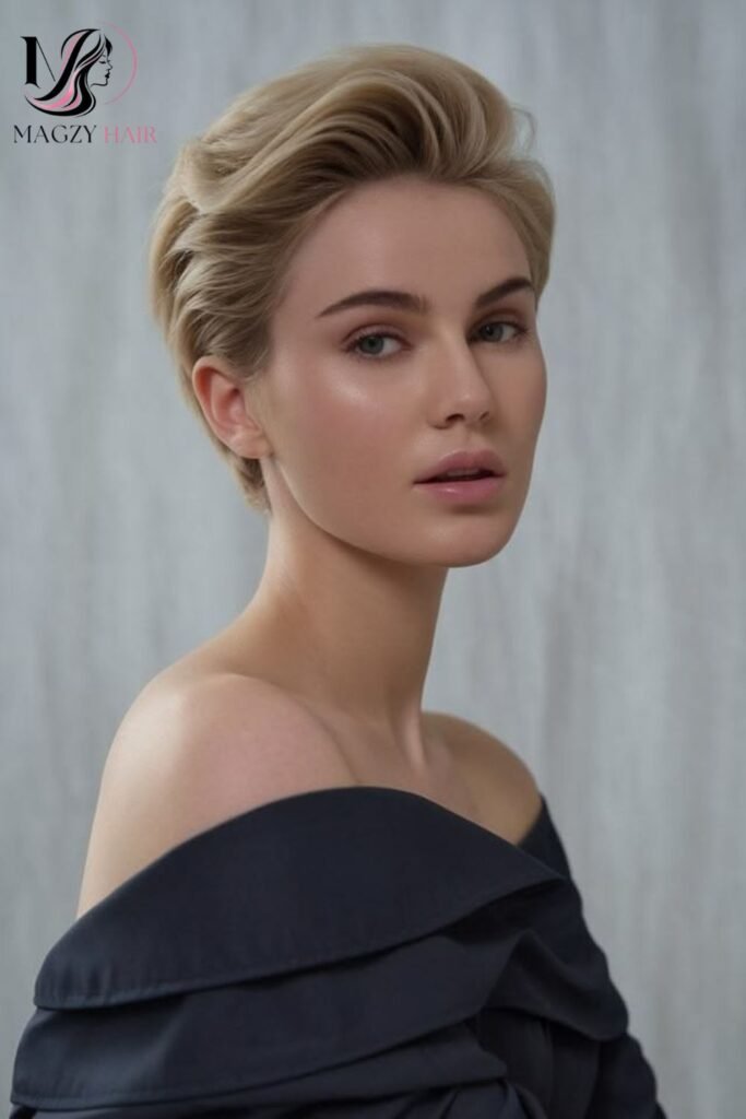 Slicked Back Pixie With Bangs