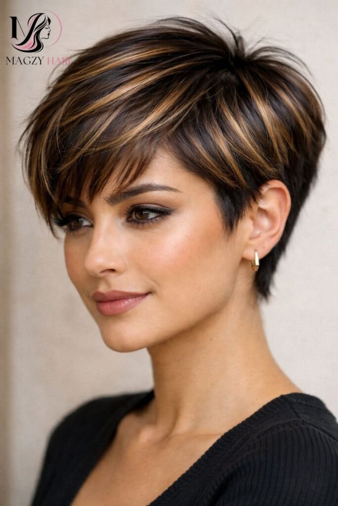 Pixie With Balayage and Bangs