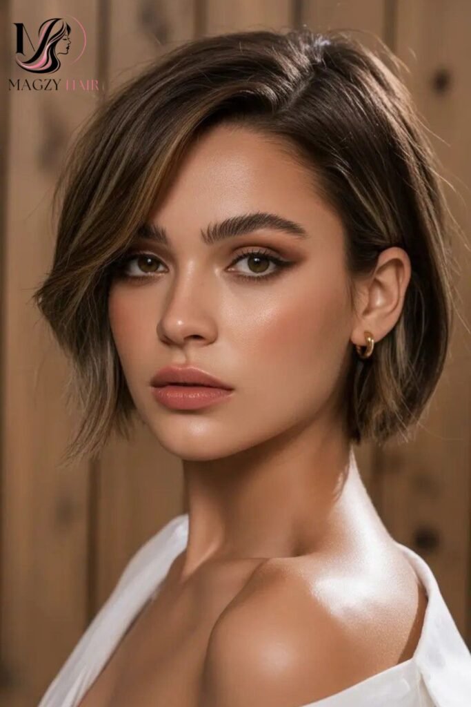 Short Bob With Deep Side Part for Polished Fall Days