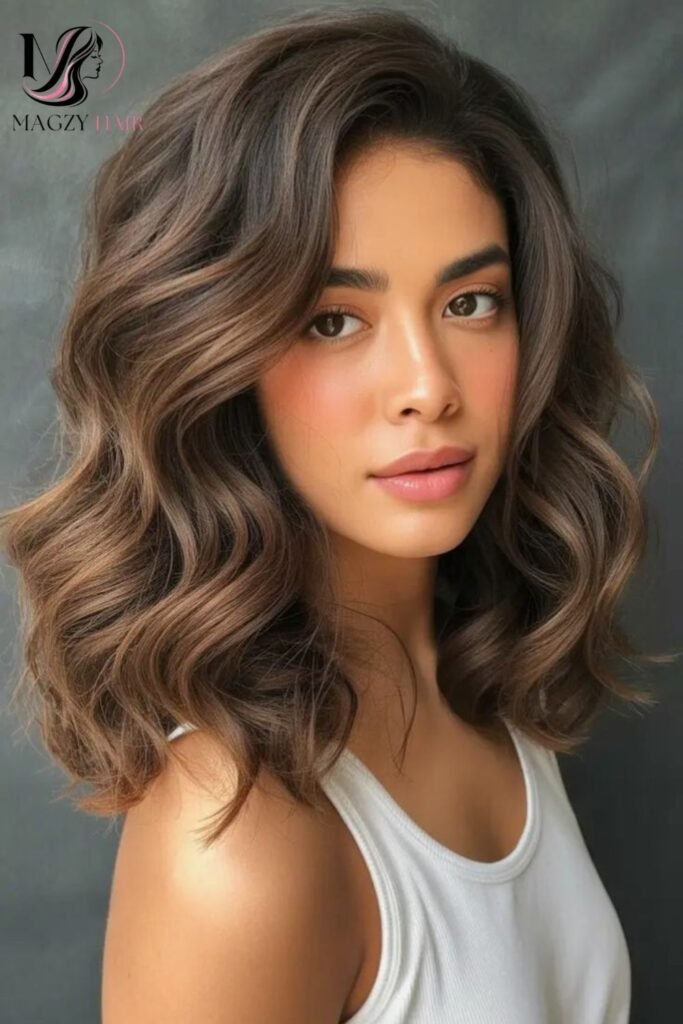 Wavy or Curly Medium Length Hair