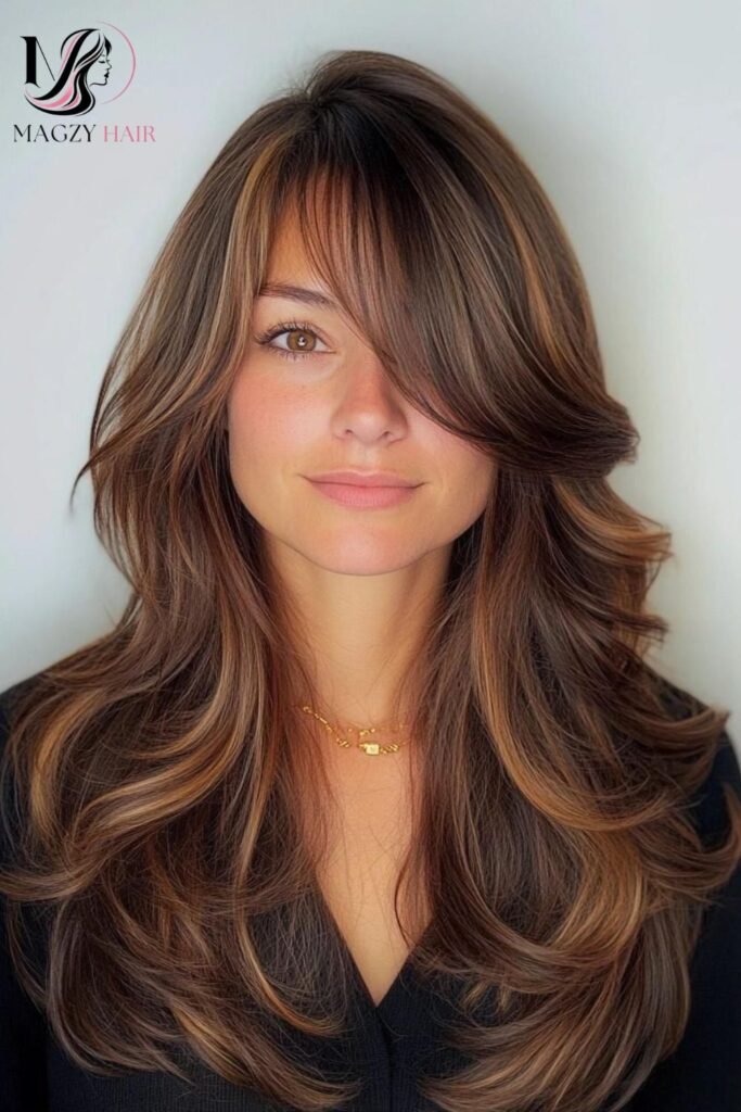 Long Layered Cut With Curtain Bangs
