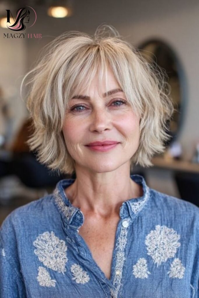 Textured or Choppy Bob Haircuts For Women Over 50
