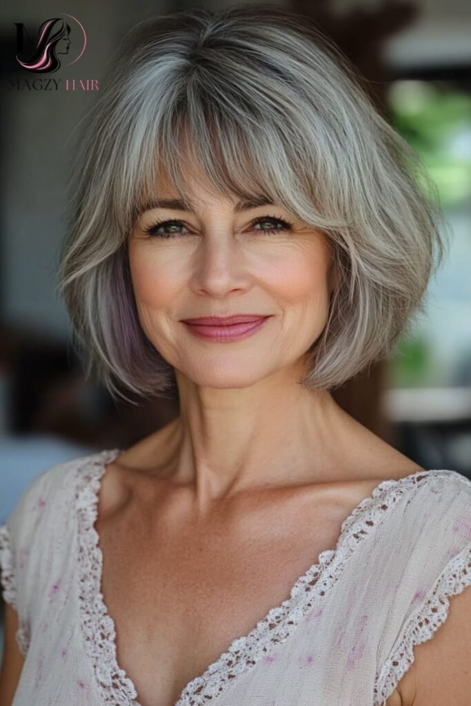 Gray Hairstyles for Women Over 50 With Bangs