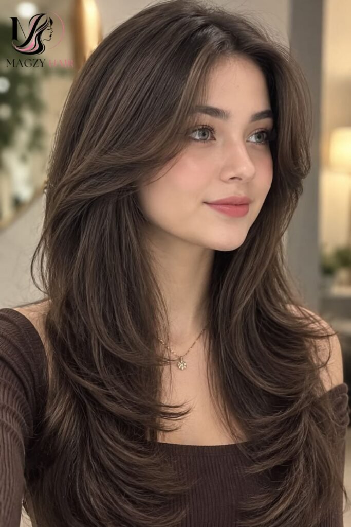 Curtain Bangs With Long Layers
