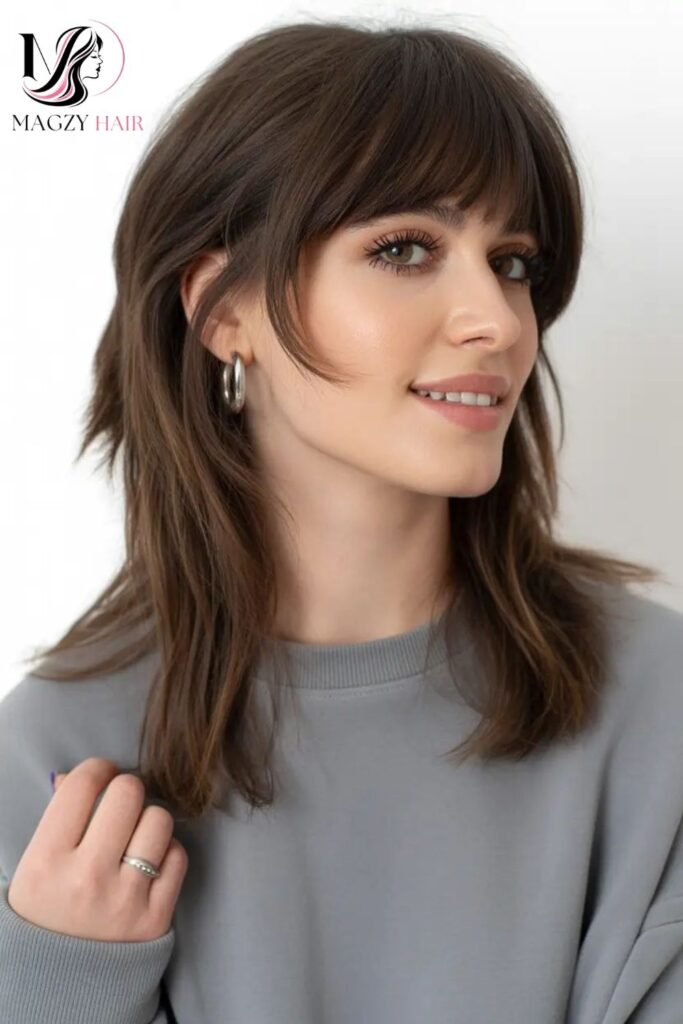 Layered Hair with Bangs Ideas for Fine or Thin Hair