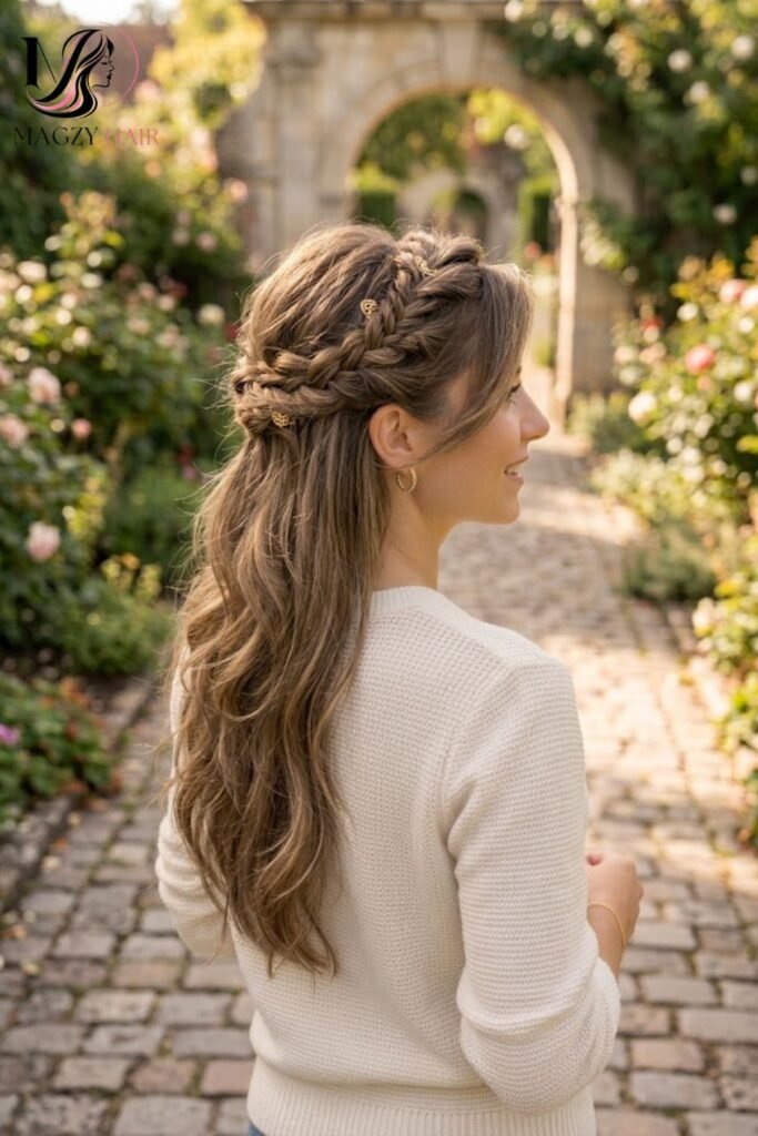 Long Layers Styled Half Up for Versatility