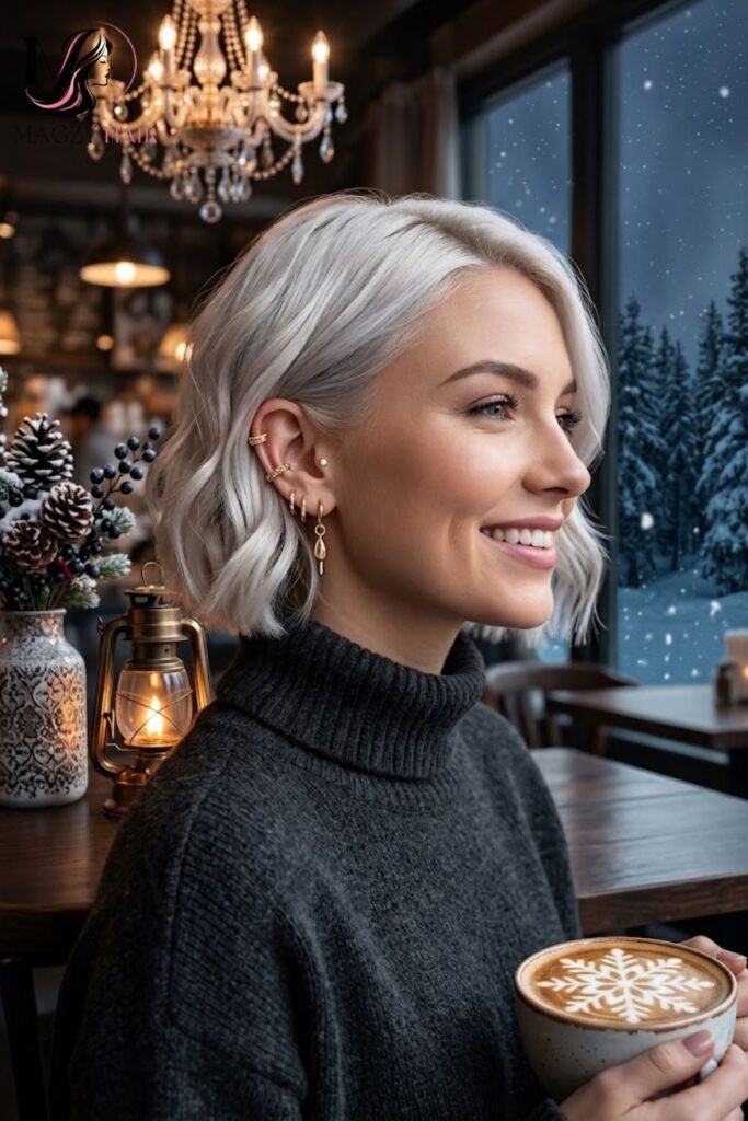 Winter Hair Colors for Short Hair: Icy Platinum