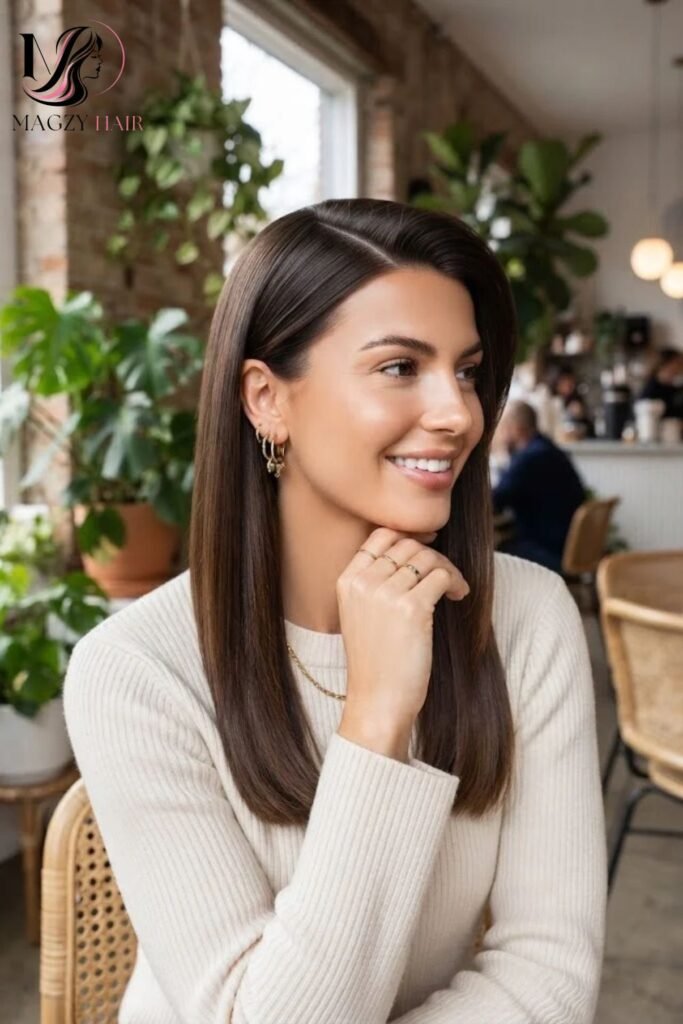 Straight Hair With a Deep Side Part