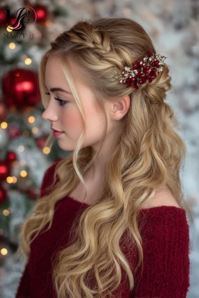 Half Up Styles With Festive Texture