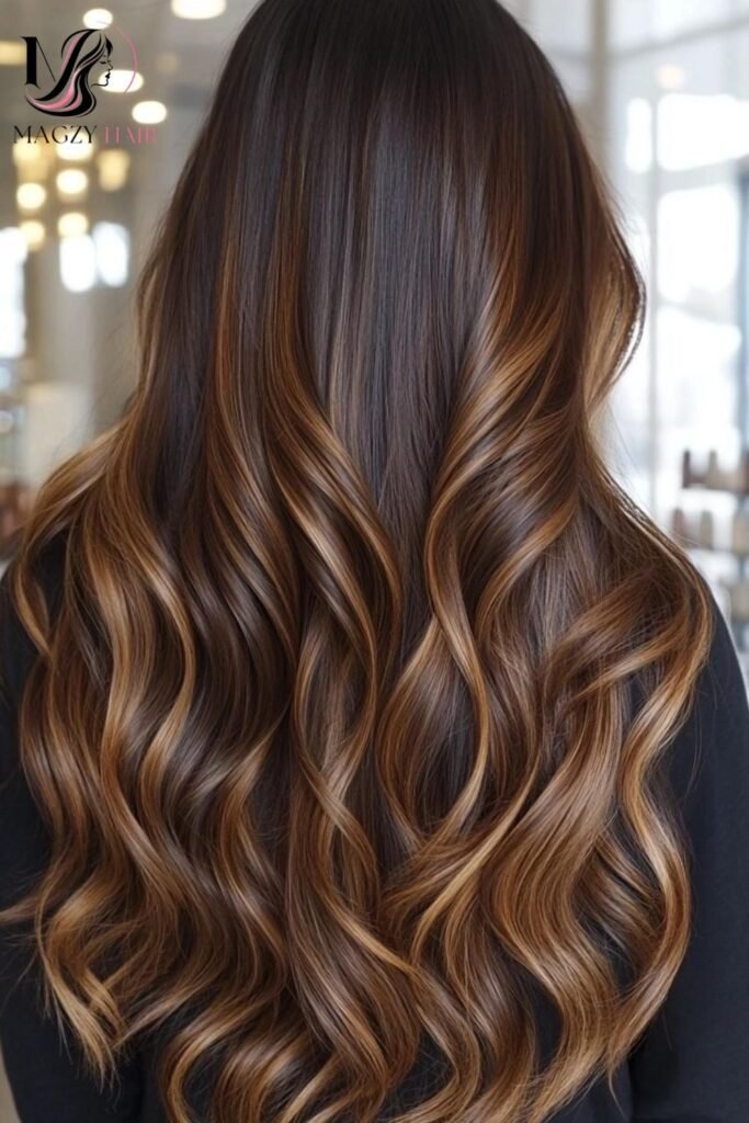 Chocolate and Caramel Ribboned Balayage