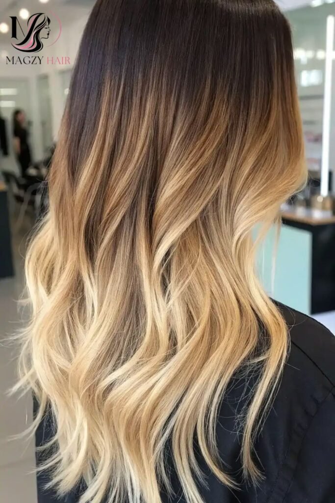 Dark Brown to Honey Blonde Ombre Balayage