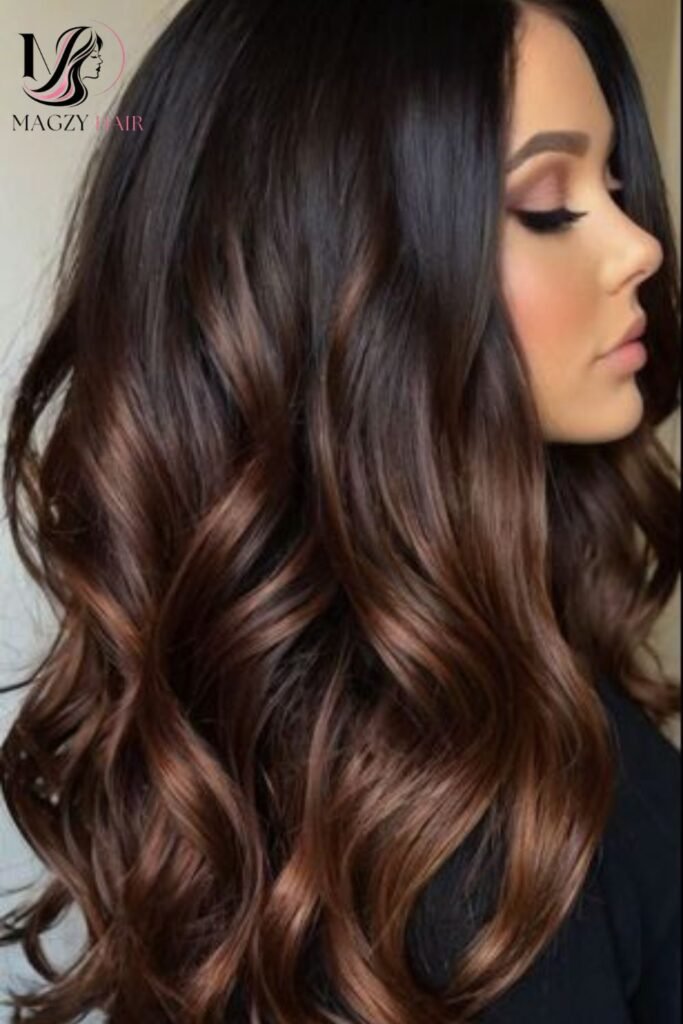 Dark Brown Balayage with a Bronde Melt