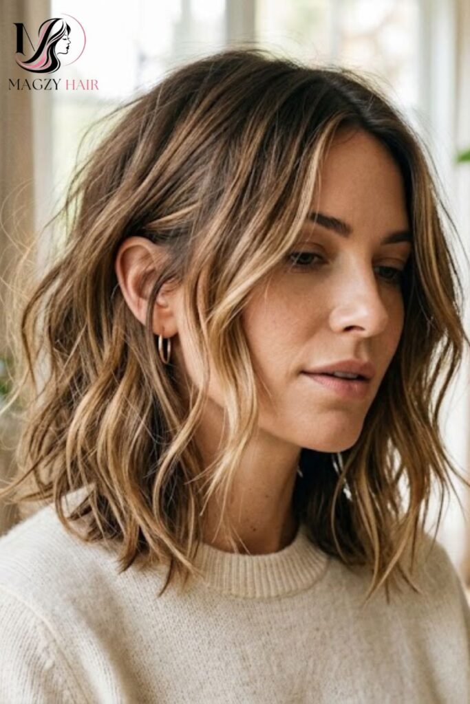 Textured Lob for Effortless, Undone Styling