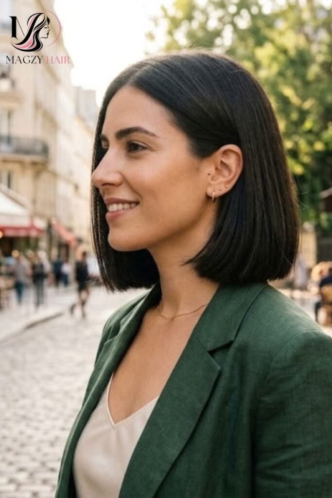 Blunt Bob With Minimal Layering for Straight, Thick Hair