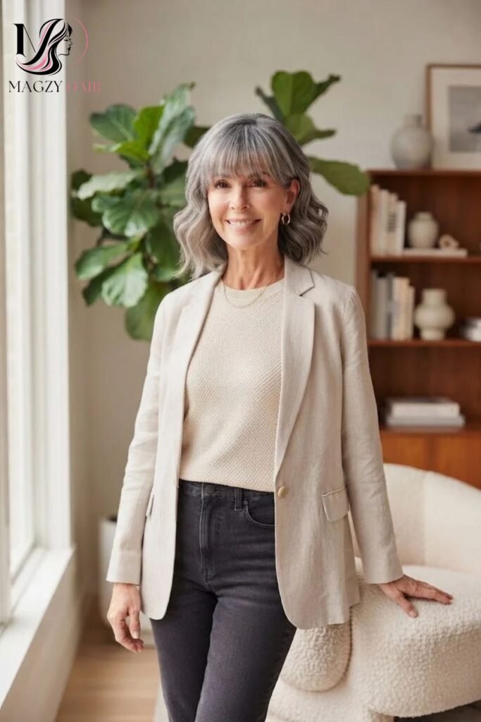 Medium Length Haircuts for Thick or Coarse Gray Hair