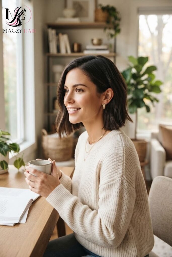 Subtle Angled Bob for Everyday Versatility