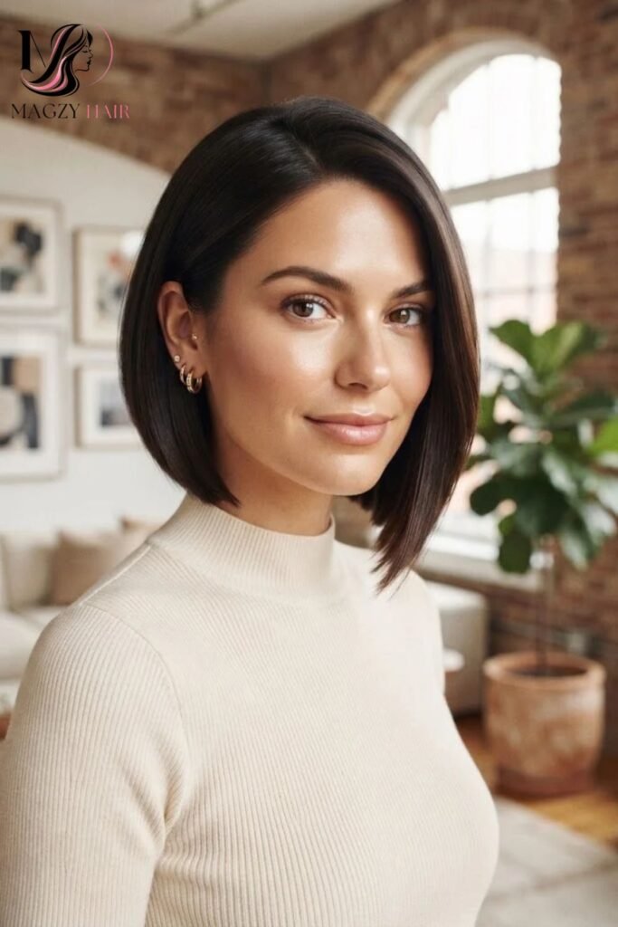Angled Bob Haircuts for Round Faces