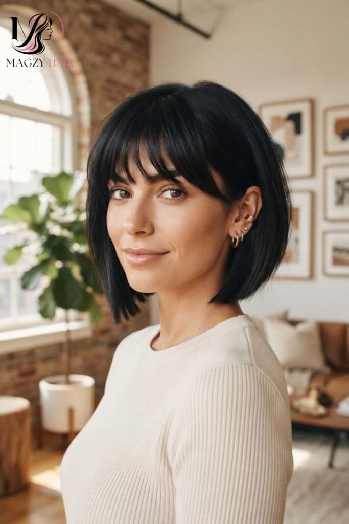 Angled Bob Haircuts With Bangs